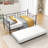 Minimalist Platform Bed Frame, Twin Size Daybed Metal Frame With Trundle Set, Twin Day Bed Sofa, Daybed And Roll Sofa Bed For Guest Room, Bedroom, Living Room, Victorian Style, Black