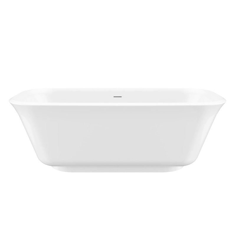 67" Acrylic Freestanding Bathtub Square Soaking Tub Glossy White Bathroom Fixture With Overflow Hole