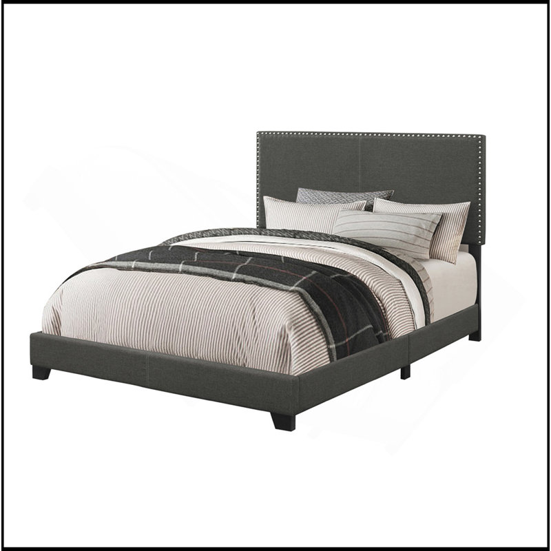 Guyancourt Charcoal Upholstered Eastern King Panel Bed