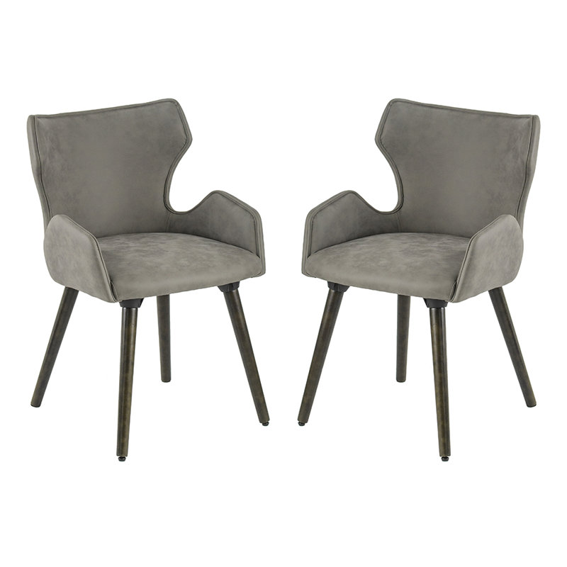 Fauteuil à oreilles en tissu Avril, Gris