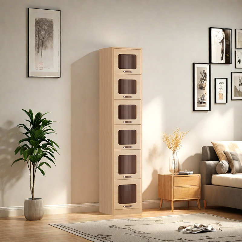 Rabehi, (6 Shelves) 77.9"H x 15.7"W x 13.7"D, Brown