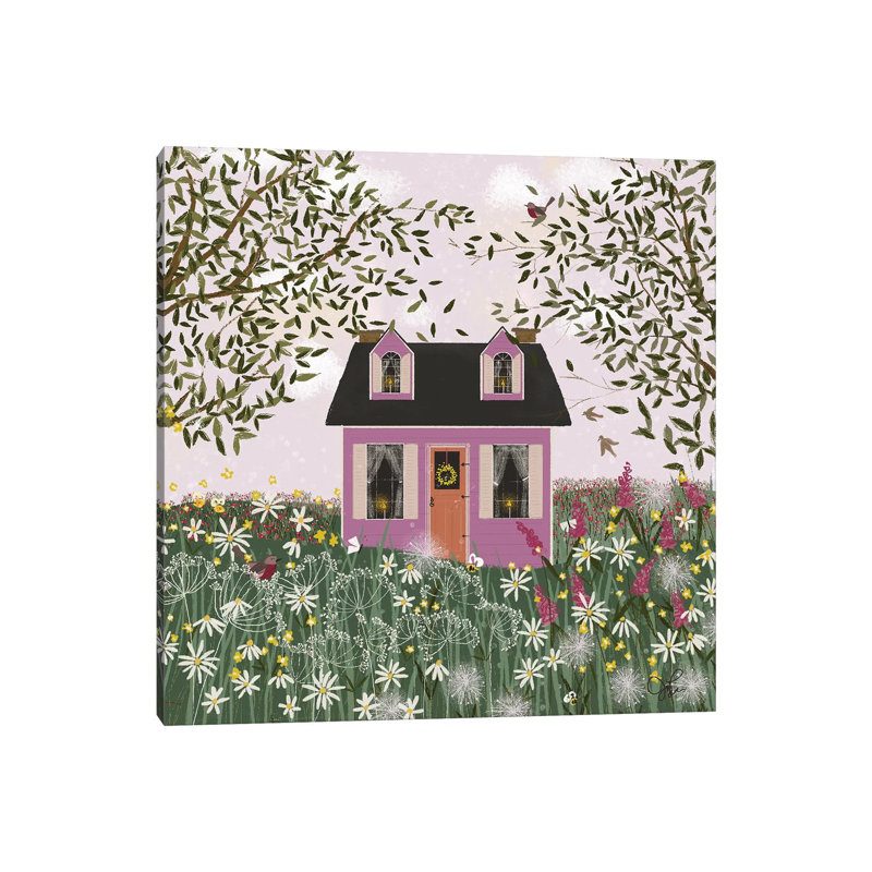 «Purple House on a Hill» par Joy Laforme - impression sur toile tendue, H 12 po x l 12 po x P 0,75 po