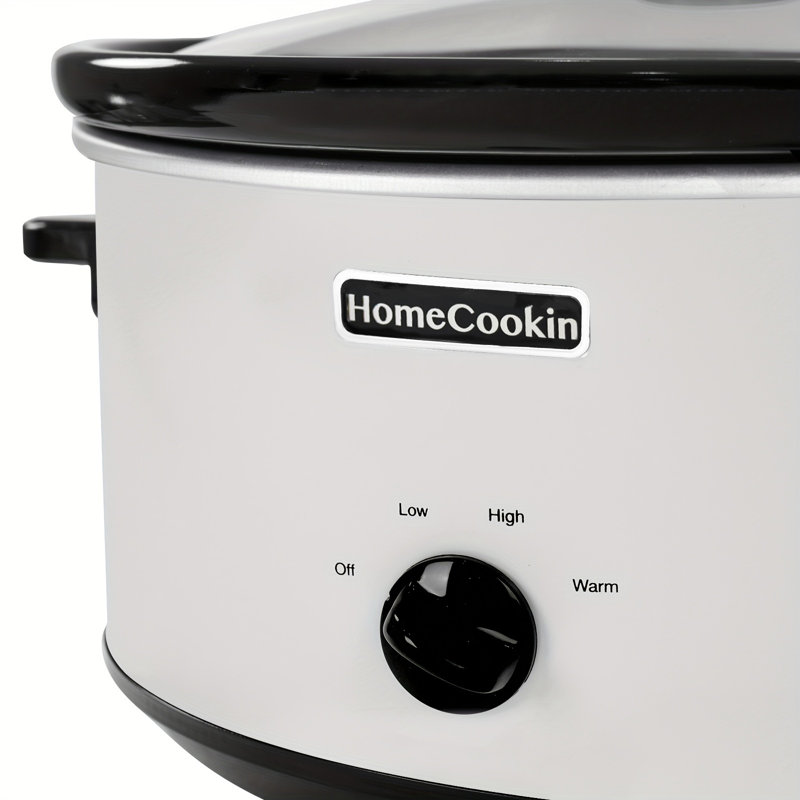 HomeCookin Slow Cooker Oval Manual Pot 8QT White, White/Black, 8 Qt