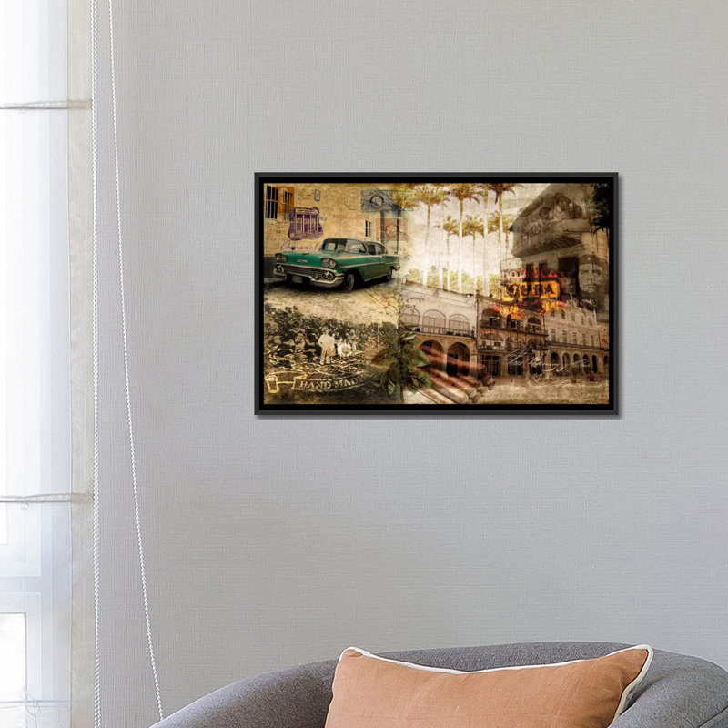 Cuba par GraphINC - Estampe numérique sur toile tendue avec châssis, H 18 po x l 26 po x P 1,5 po, Toile avec cadre noir