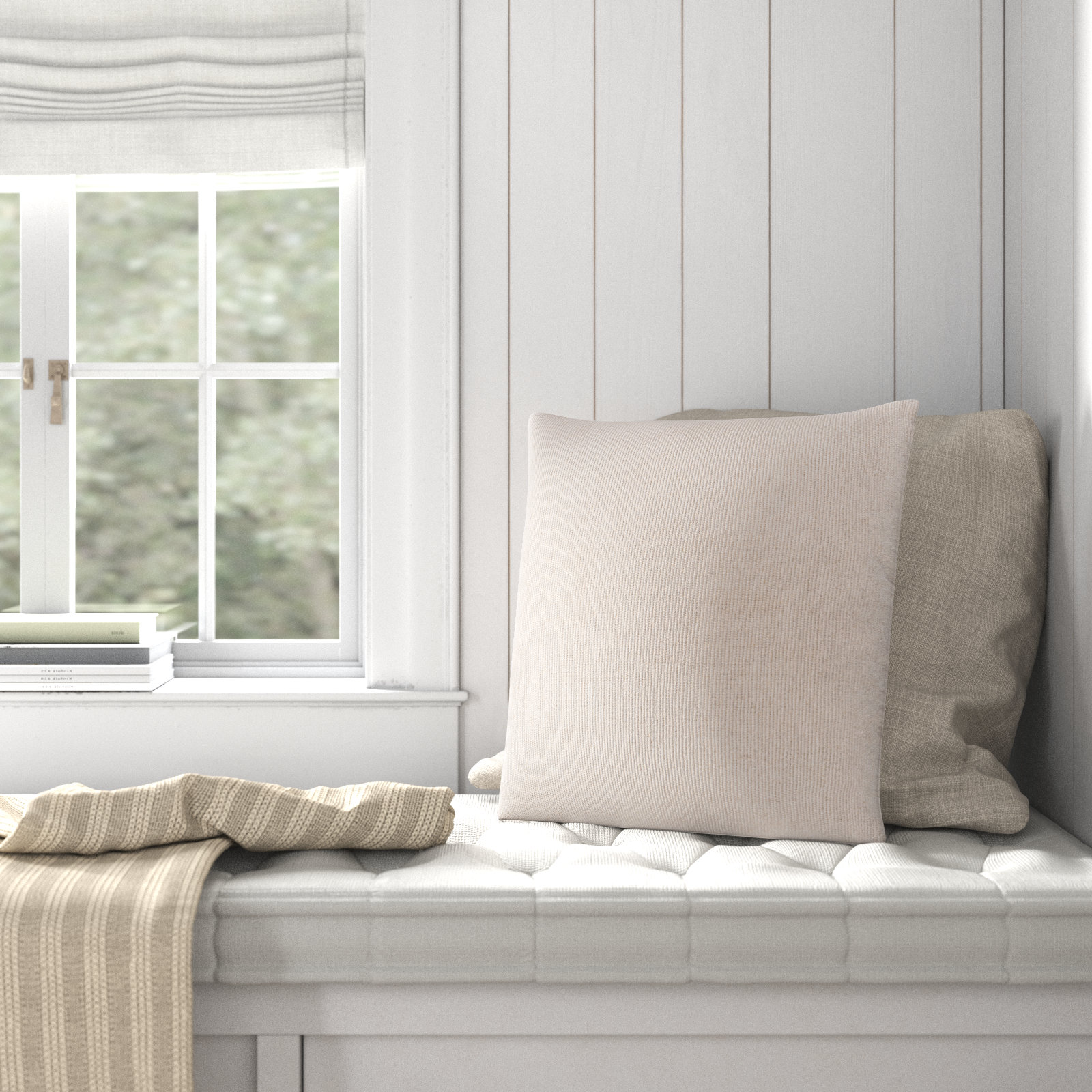 Arlington Square Pillow Cover, 22" x 22", Pillow Cover Only - No Insert, Cream