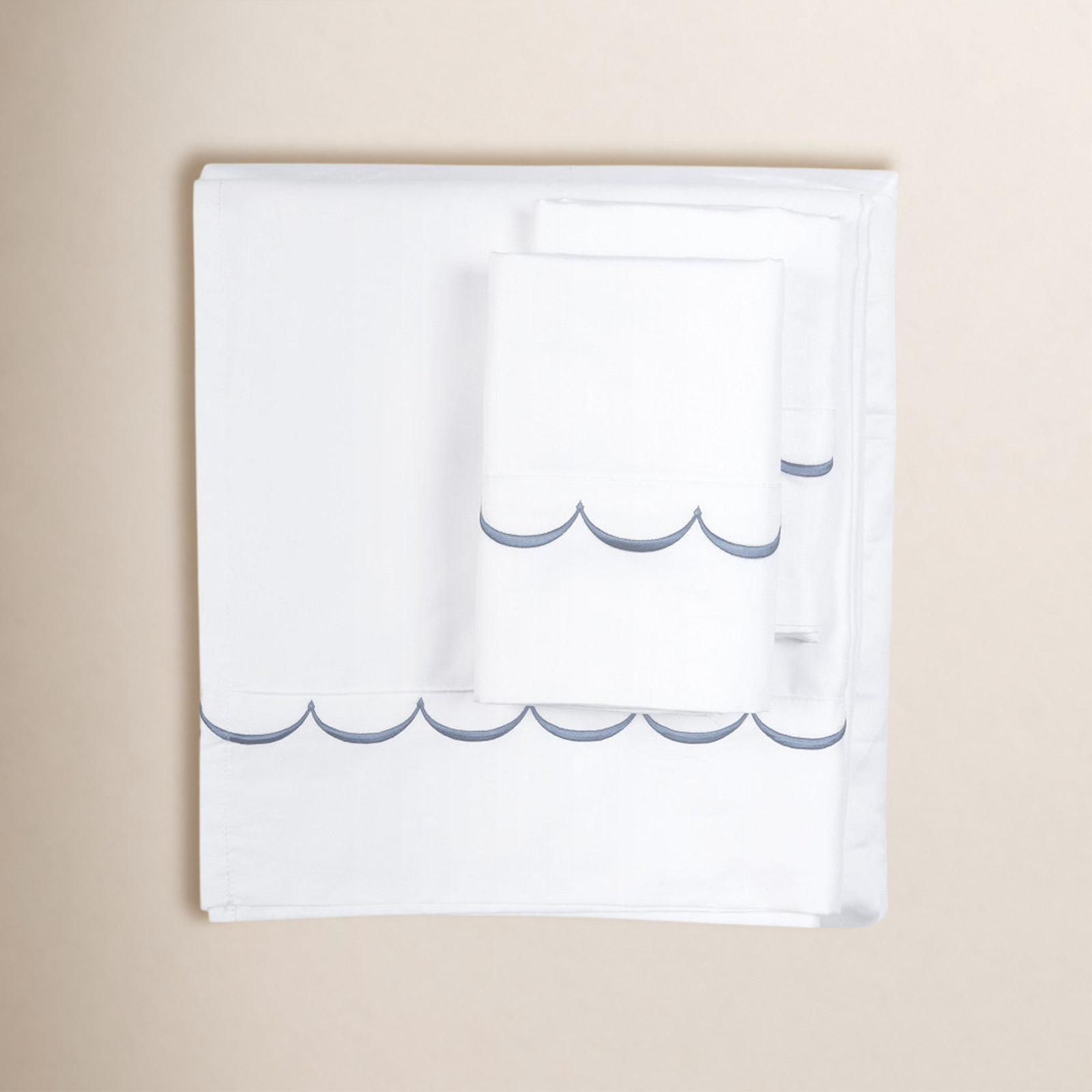 Camillo Cotton Sheet Set, California King Sheet+Fitted Sheet + 2 Pillowcases, Blue