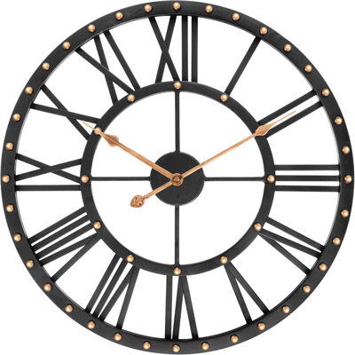 Large Metal Wall Clock, 24 Inch Silent Non-Ticking Black Wall Clocks For Living Room Decor, Battery Operated Outdoor Clock For Patio, Bedroom, Dining Room