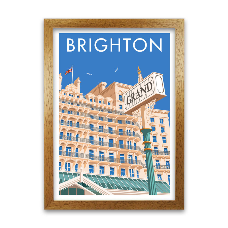 Brighton Grand by Stephen Millership - Print, 84.1 cm H x 59.4 cm W x 5 cm D, Oak