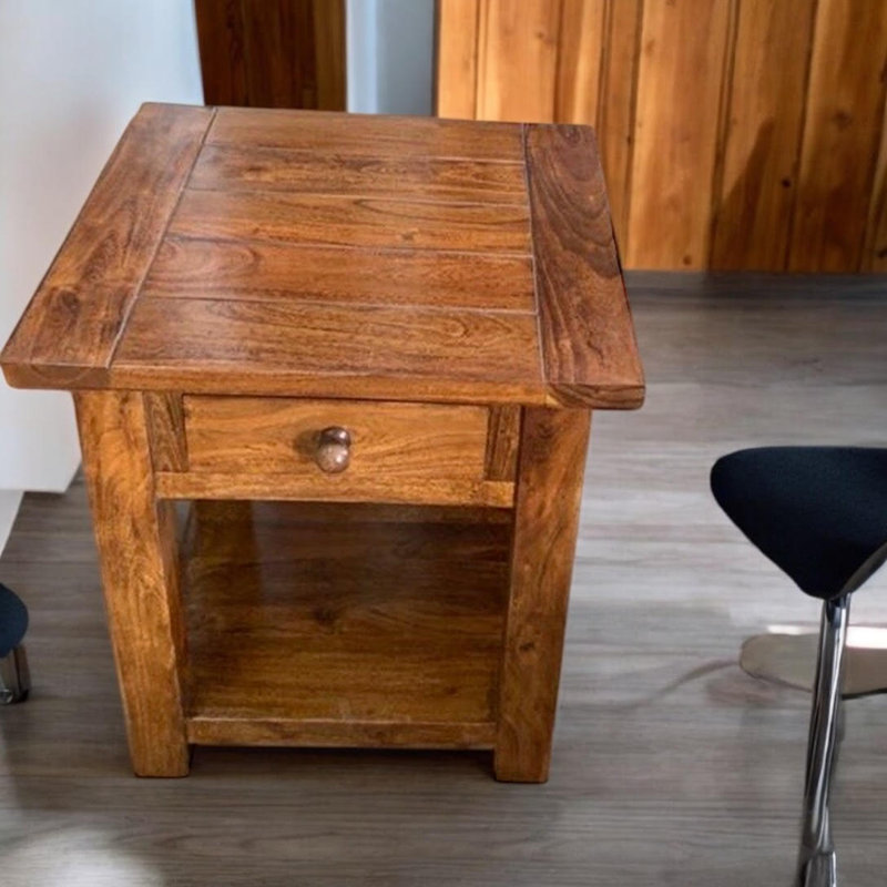 Modern Muncie Solid Wood End Table – Durable & Compact Wooden Accent Table for Living Room, Bedroom or Office