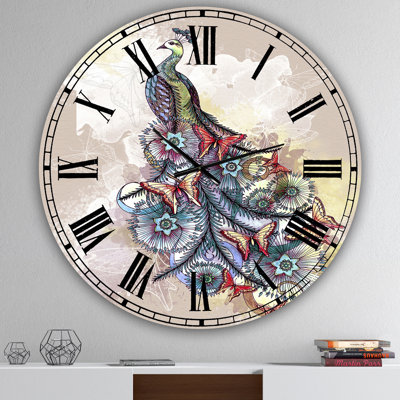 Horloge murale surdimensionnée Butterfly Peacock