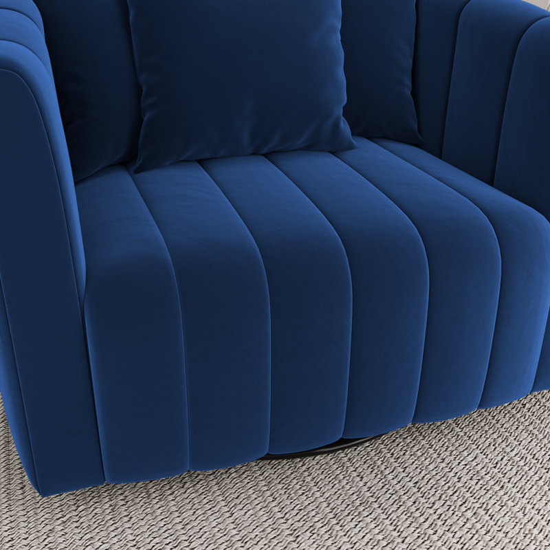 Fauteuil demi-tonneau pivotant rembourré de 40,3 po de largeur, Marine