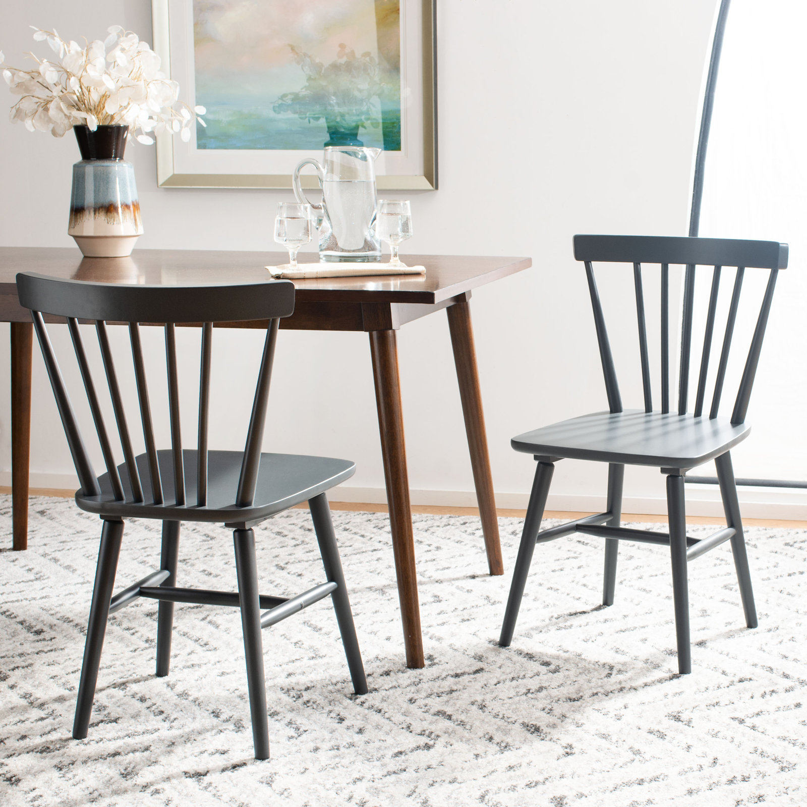 Antoya Solid Wood Dining Chair, Gray