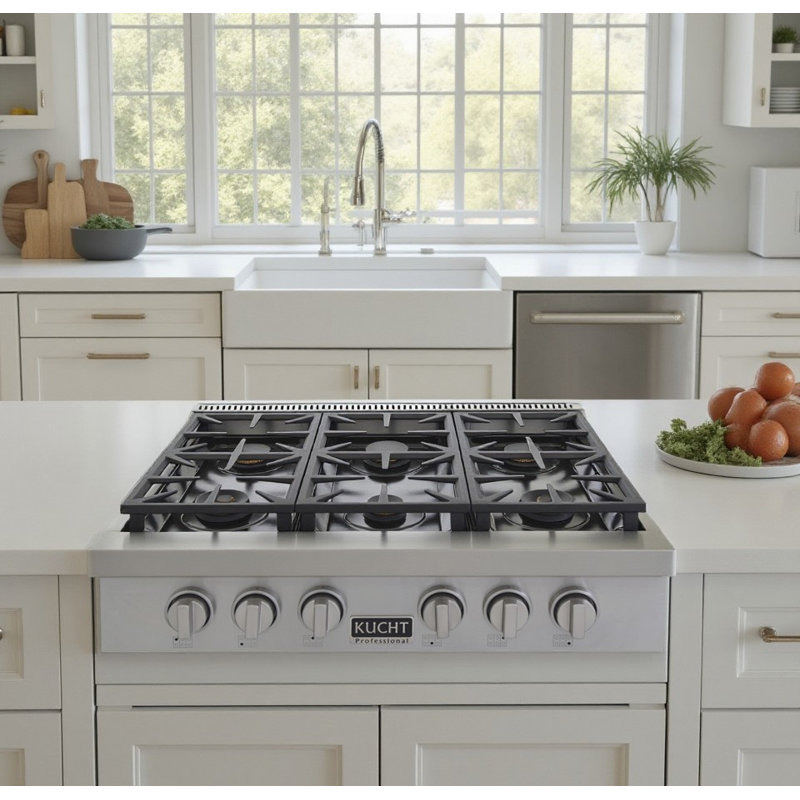 36" 6 Burner Cooktop, Classic Silver, Natural Gas
