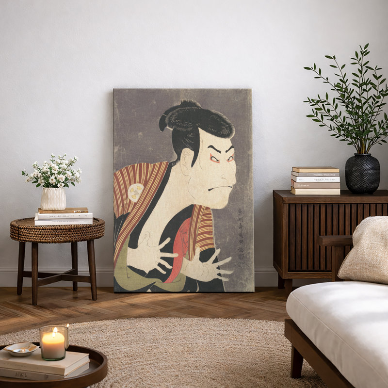Œuvre d'art traditionnel japonais Ukiyo-e, images de portrait d'acteur kabuki, impression sur toile encadrée, Toile tendue