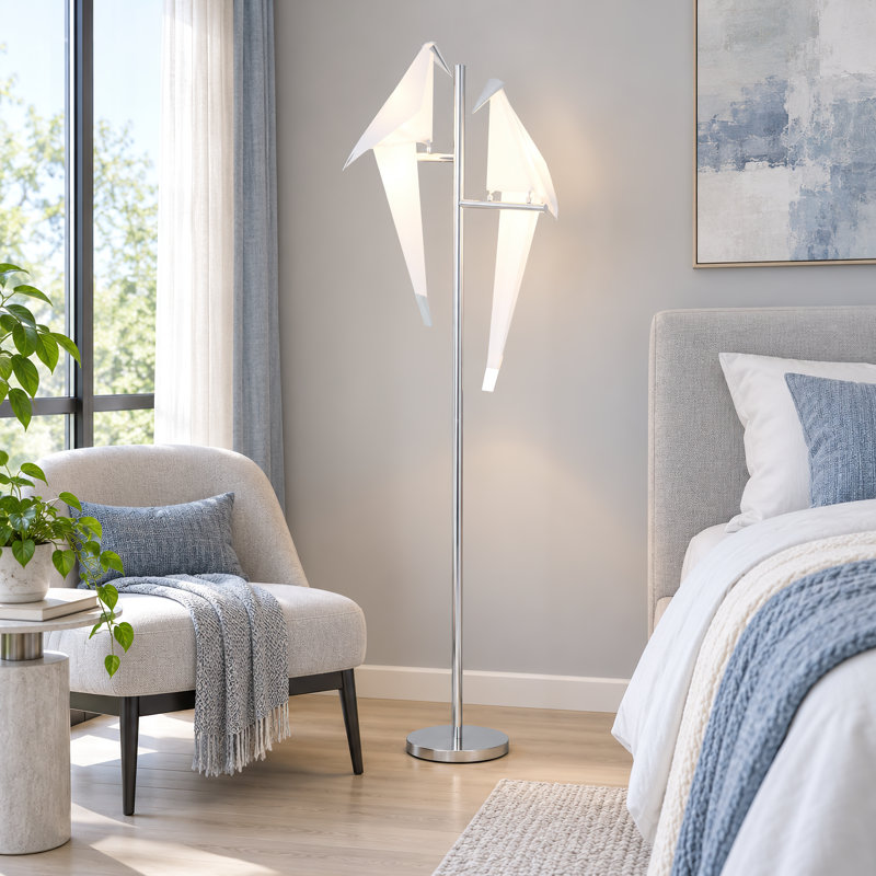  Lampe sur pied à DEL 68,9 "à 2 oiseaux avec prise de courant