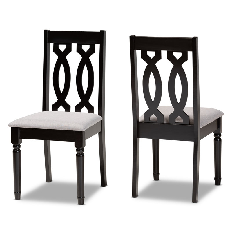 Ensemble de chaises de salle à manger 2 pièces en tissu gris et brun foncé Gautieri