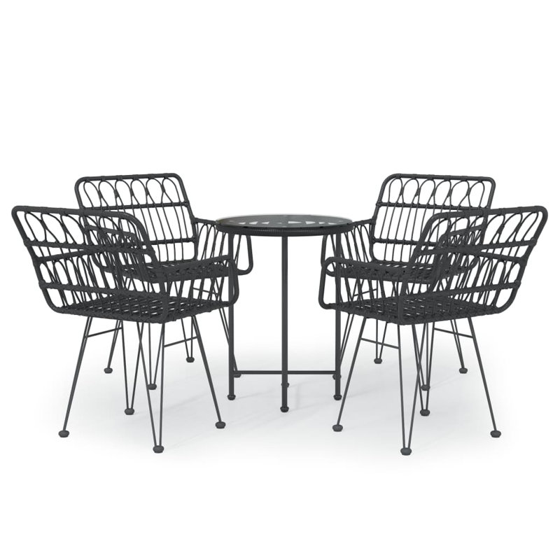Galilaia 4 - Person Patio Dining Set with Round Table, Black, Black