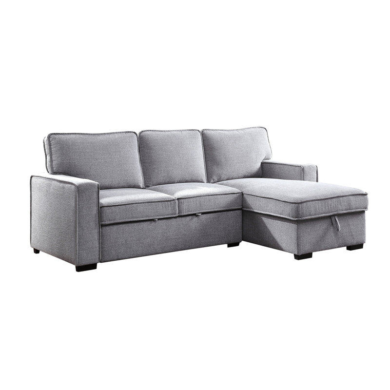 Varinder Upholstered L-Shaped Sectional Left Hand Facing, Gray Linen Blend