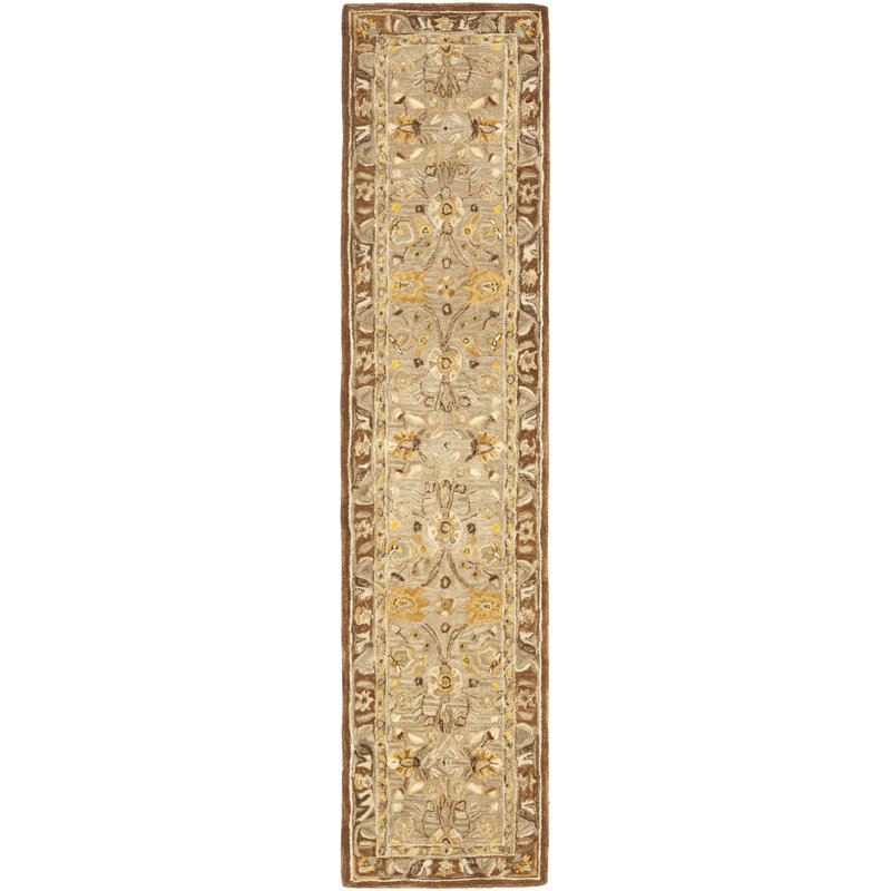 andish Hand Tufted Wool Pile Floral Rug, Runner 2'3" x 8'