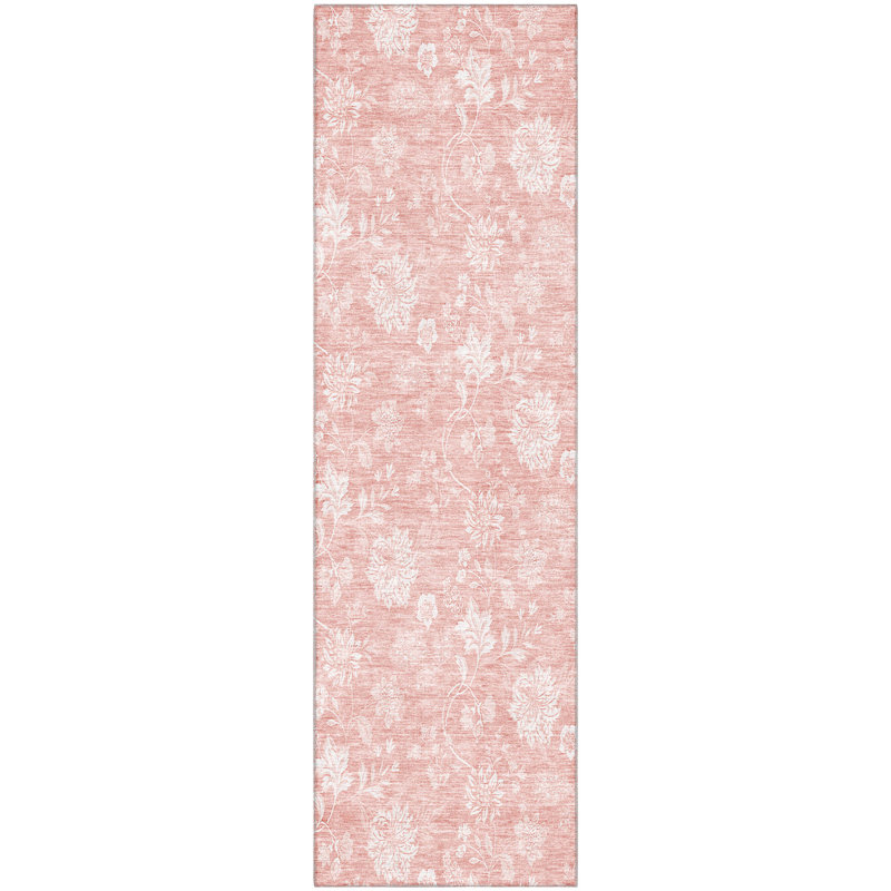 Premium Machine Washable Prisco Pink Rug, Runner 2'3" x 7'6"