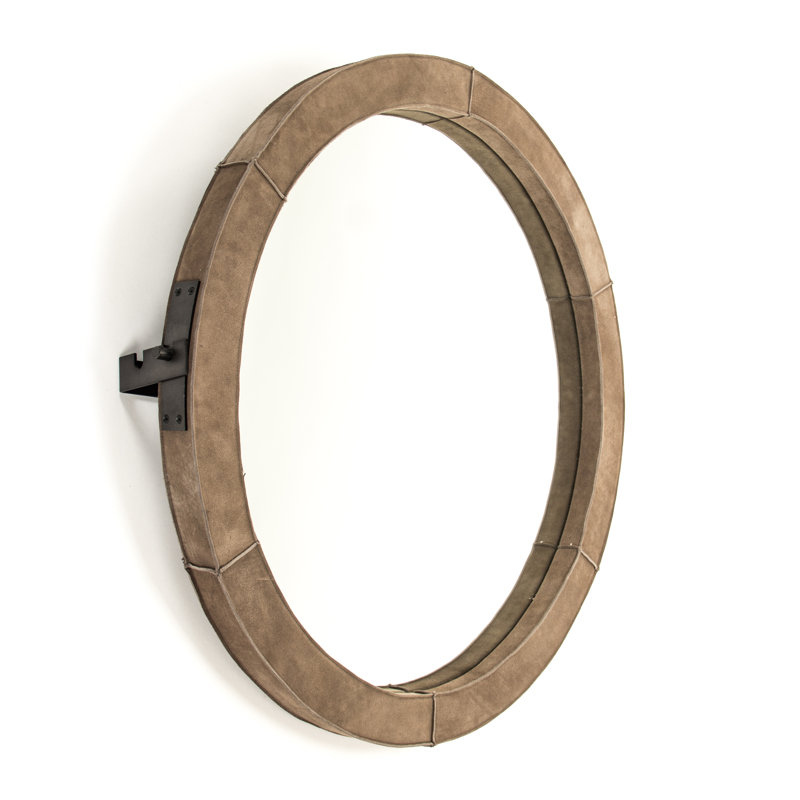 Pendre Flat Suede Wall Mirror, 35.5" H x 35.5" W