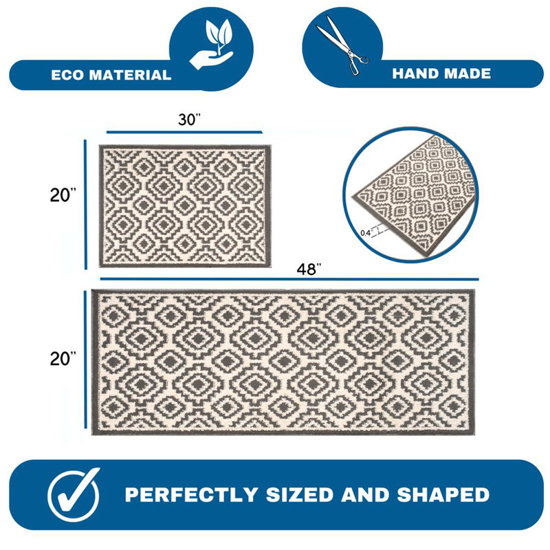 Ensemble de tapis de cuisine lavables antidérapants 2 pièces Sofihas, 48 po x 20 po et 30 po x 20 po