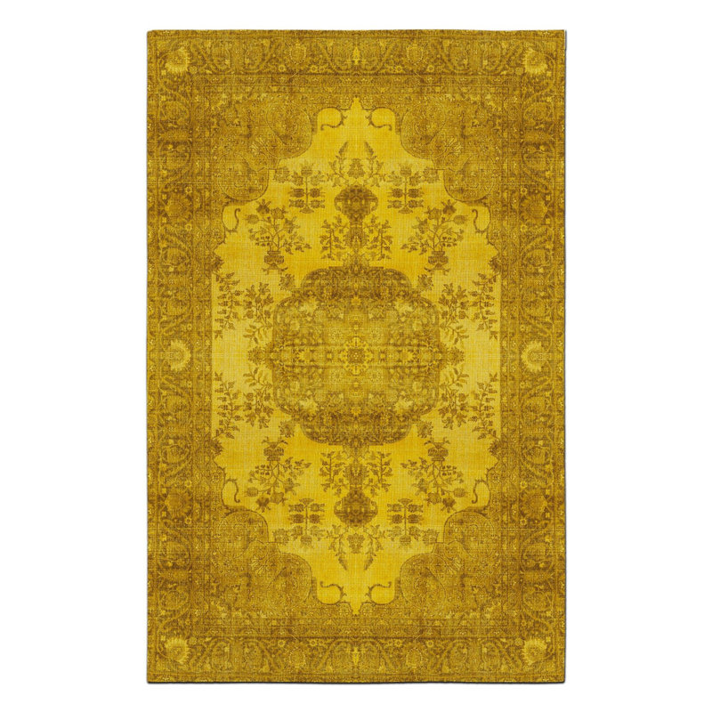Tapis jaune lavable à la machine Saffron, Tapis de couloir 3 pi 3 po x 6 pi 7 po inclus