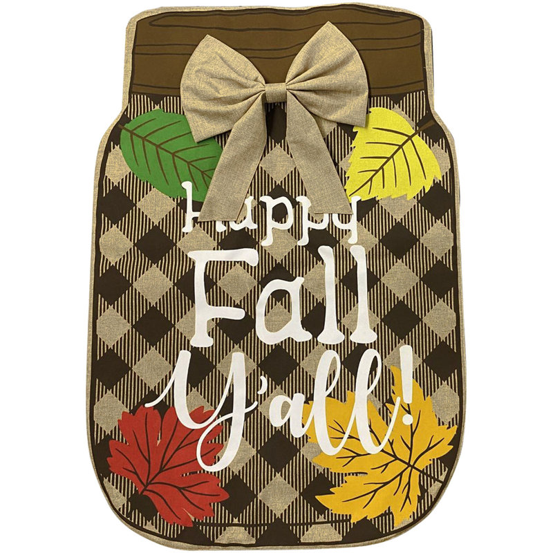 Fall Mason Jar Burlap Garden Flag