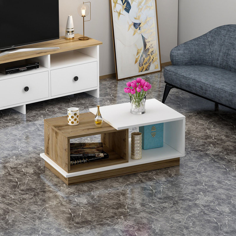 Table basse à piédestal avec rangement Jeno