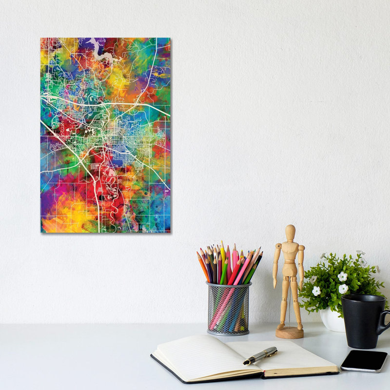 Iowa City Map I by Michael Tompsett - 1 Piece Wrapped Canvas Wall Art, 20.32 cm H x 30.48 cm W