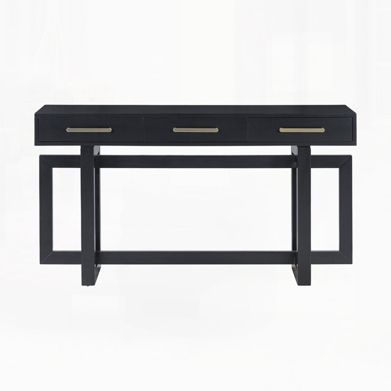 57" Console Table Sofa Table with 3 Drawers for Entryway, Black