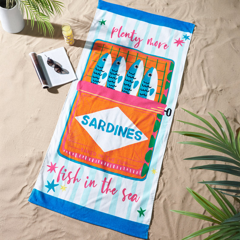 Sardines Cotton Beach Towel
