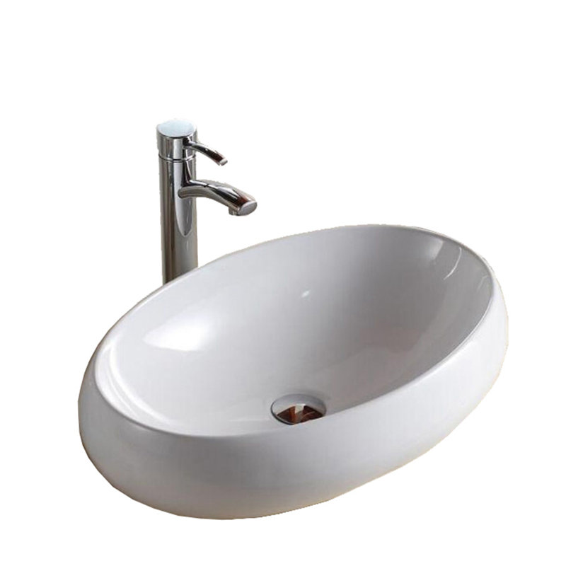 White Oval Porcelain Above over Counter Sink