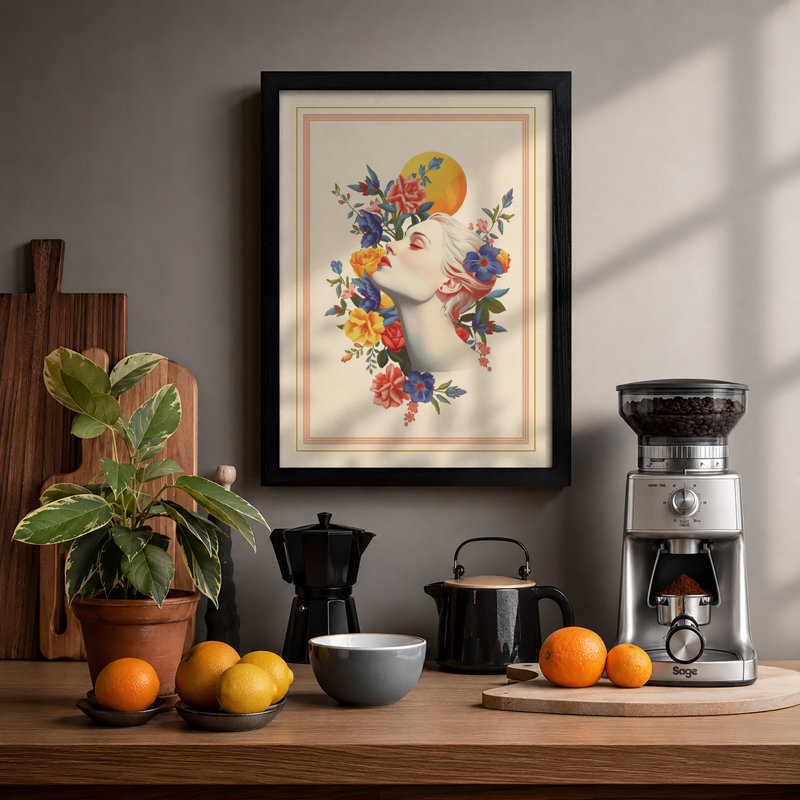Woman In Bloom Botanical - Print, A1 - 84.1 x 59.4 cm, Black