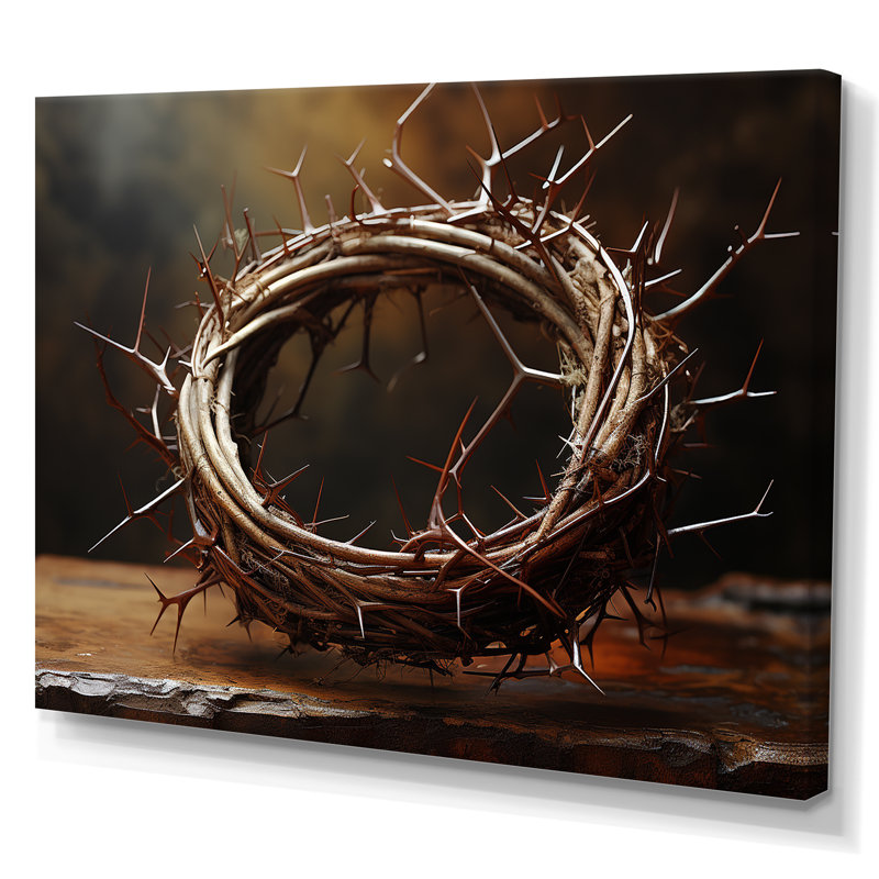 Couronne d'épines, reproduction sur toile, Toile tendue, H 34 po x l 44 po x P 1,5 po