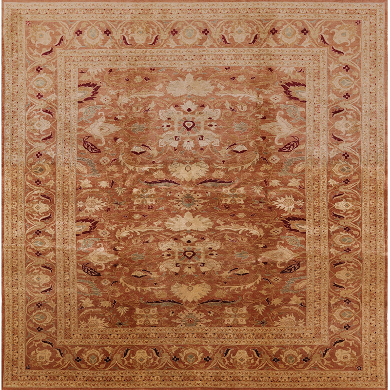 Tapis oriental beige / brun Quinata, Carré 5 pi