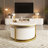 Modern Round Nesting Coffee Table Fluted With Drawer In White & Gold In 31.5"