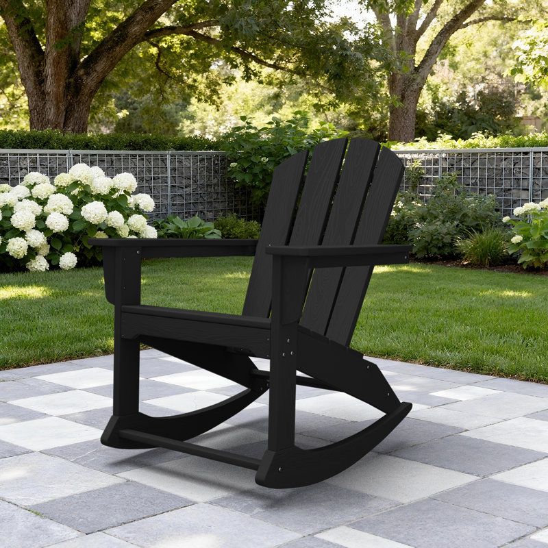 HDPE Wooden Rocking Adirondack Chair, Black