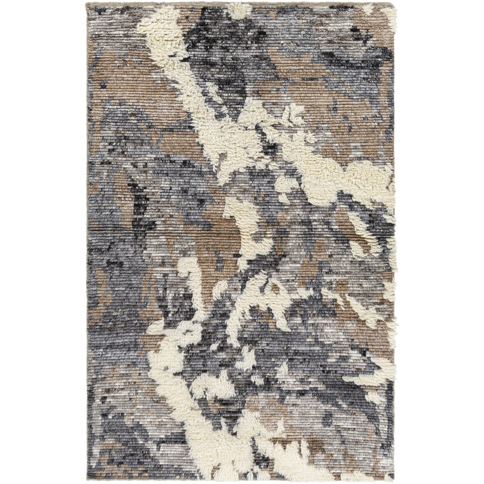 Zubi Handmade Gray/Cream/Brown Rug, Rectangle 10' x 14'