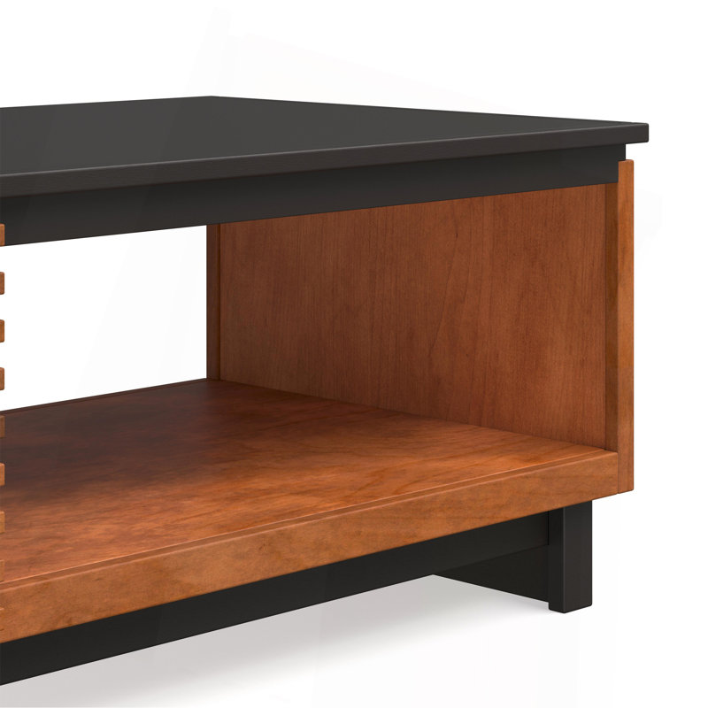 Table basse élégante et fonctionnelle avec portes et tablette, un ajout parfait à votre salon.