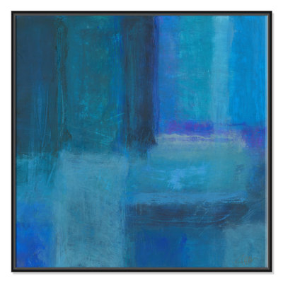Whispers of Teal and Blue 1 Piece Floater Frame Wall Art on Canvas