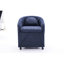 Fauteuil de salle à manger rotatif 360 ° en tissu de chenille avec coussin et roulettes, bleu pour l'intérieur-176255485