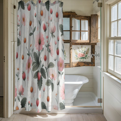 Fresh Flower & Berry Charm - 1 Piece Standard Shower Curtain