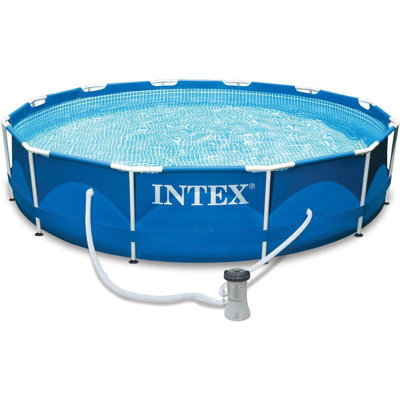 Intex 10ft x 30in Metal Frame Above Ground Swimming Pool Set with Filter Pump