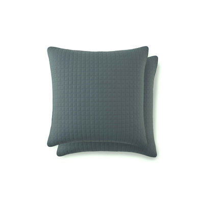 Southshore Fine Linens Vilano Quilted Sham Covers, Double-Brushed Microfiber Square-Stitched Pillow Shams with Piped Edges, Set of 2, 18" x 18" , Steel Blue