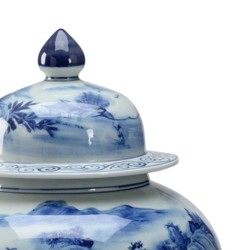 Blue June 2 Piece Blue/White Glaze Porcelain Ginger Jar Set