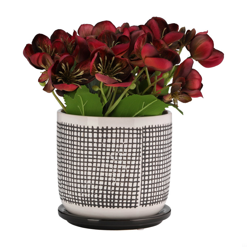6" Mesh Design Planter W/ Saucer