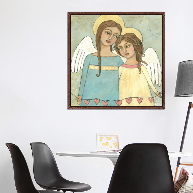 Sisters, Too 1 Piece Painting on Canvas, 93.98 cm H x 93.98 cm W, Classic Brown Wood Framed