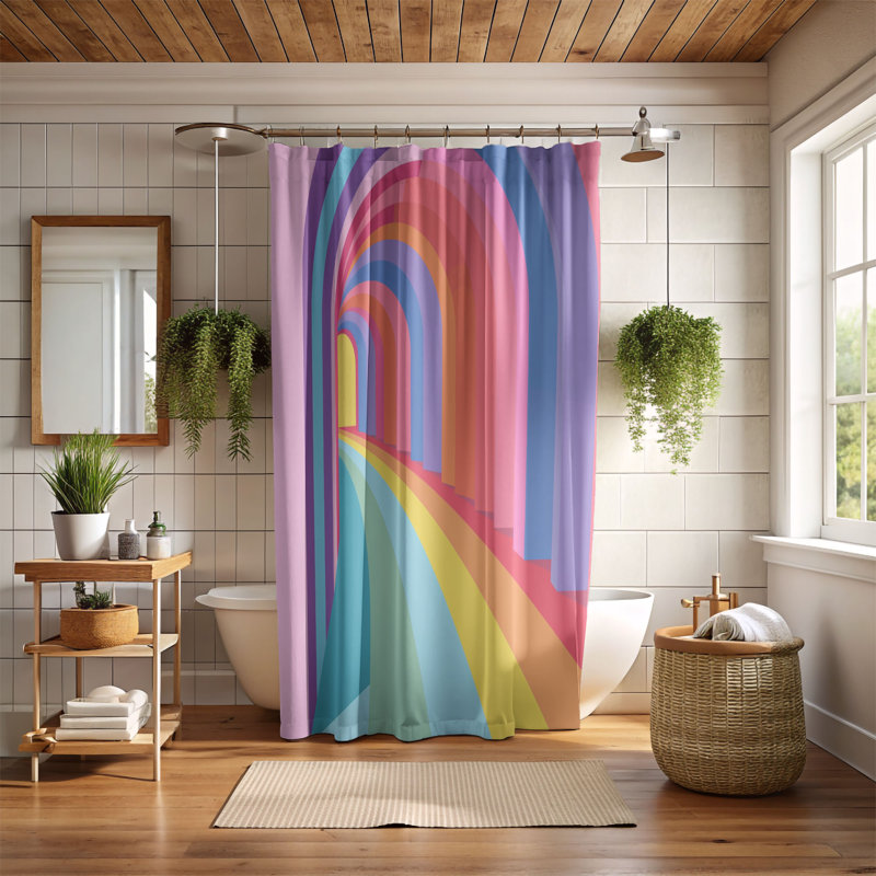 Rideaux de douche Funky Wave - 1 pièce, H 74 po x l 71 po