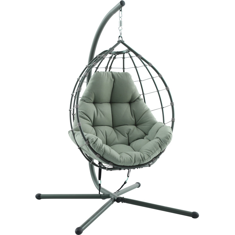 Lyon Anthracite Outdoor Single Hanging Chair, Moss Green, Single